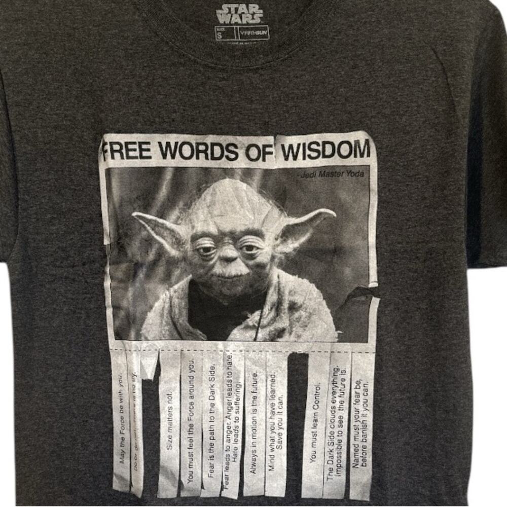 Star Wars Yoda Words of Wisdom Heathered Gray Short Sleeve T-Shirt New No Tag…